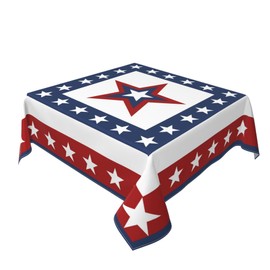 AGAYNA 4th of July Tablecloth Square 60x60 Inch Blue Red White Patriotic Stars Striped Table Cloth,Stain Resistance Independence Day Table Covers for Kitchen Dining,Small Tablecloth for Party Picnic
