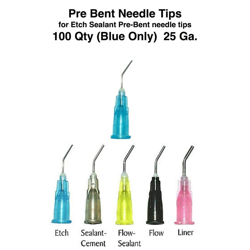Dental Pre Bent Needle Tips 25 Ga./Blue, Etch