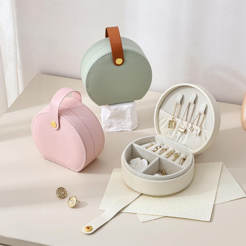 CASEGRACE Small Travel Jewelry Case, Portable Jewelry Organizer Box for