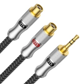 EMK Stereo Audio Cable 3.5mm Male to 2 RCA Female Gold Plated RCA Y Splitter for Smartphone MP3 Tablets HiFi Stereo 0.3M