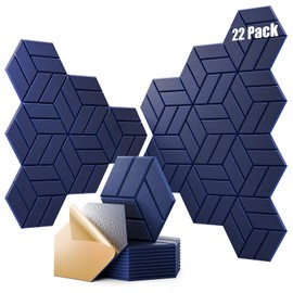 OTUOER 22Pcs Acoustic Panels with Self-adhesive, 12"X 10"X 0.4" Sound Proof Foam Panels for Walls, Hexagonal Soundproof Wall Panels High Density, Sound Panels for Home Studio Office (Dark Blue)