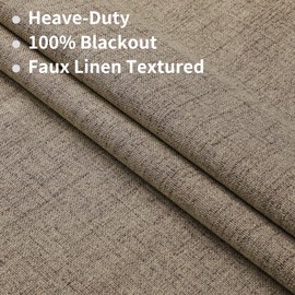 Joydeco 100% Black Out Curtains 72 inch Long 2 Panels Burg Natural Blackout Linen Drapes for Bedroom Living Room Darkening Curtain Thermal Insulated Back tab Rod Pocket(52x72 inch,Linen)