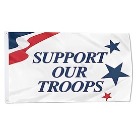 Cayyon Support Our Troops Flag Banner Outdoor Indoor Decoration Flag 3x5Feet Double Stitched Polyester with Brass Grommets (white)