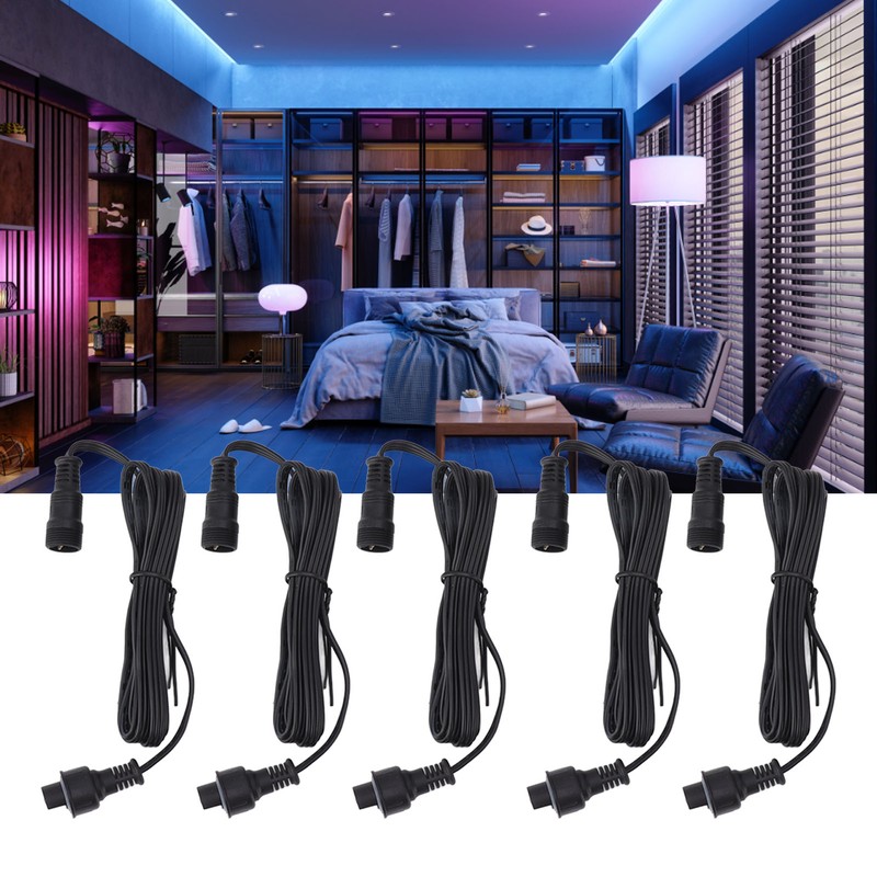 5pcs 4.9ft Deck Light Extension Cable IP67 Waterproof Extension Cord