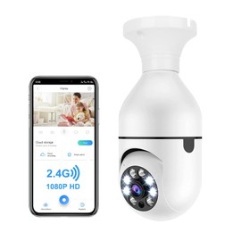iMounTEK Light Bulb Camera, Security Cameras Wireless Outdoor, 1080P FHD Home Security Cameras, Light Socket Security Camera, 360 Motion Detection, Two-Way Talk, Night Vision (White)