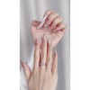 GLORS Nude Press-on Nails, Long Ballerina Shape, Gold Floral Design