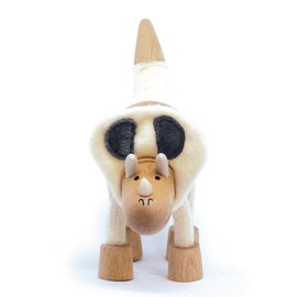 Anamalz Wooden Torosaurus Dinosaur Toy for Toddlers, Fun and Posable for Early Learning, Smooth Natural Wood, Boys and Girls