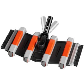 TidyMister Heavy Duty Pool Vacuum Head with Swivel Handle,Side Brush & Wheels for Vinyl Liner Professional Weighted Swimming Pool Vac Cleaner Heads for Inground & Above Ground Pool - Orange