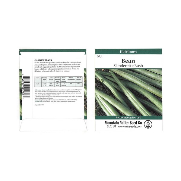 Slenderette Bush Bean Seeds - 30 Gram Packet - Non-GMO,