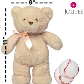 Jolitee My First Bear Stuffed Animal - Beige Neutral Teddy Bear for Baby for Newborn 10"