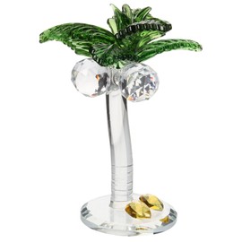 HOMSFOU Crystal Palm Tree Coconuts Tree Statue Tree Christmas Tree Figurine Hand Blown Glass Figurine Paperweight Tropical Holiday Beach Decor Realistic Palm Tree
