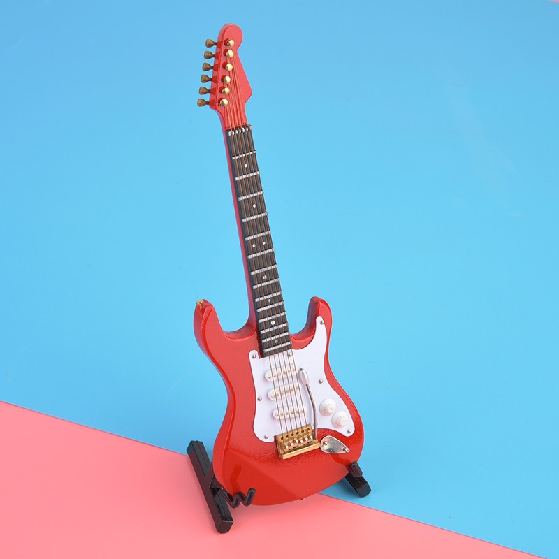 Delicate 18 cm Mini Wooden Electric Guitar Model Ornaments Collection