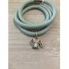 Brighton Woodstock Triple Mint Leather Bracelet w/ Ugly Sweater Charm