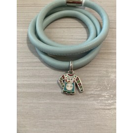 Brighton Woodstock Triple Mint Leather Bracelet w/ Ugly Sweater Charm Bead NWT