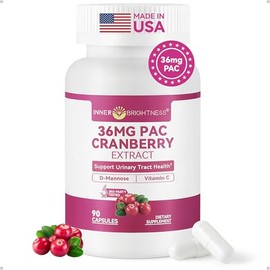 Cranberry Supplement 36 mg PAC with D-Mannose & Vitamin C, Cranberry Pills for Women, Cranberry Capsules, 3-in-1 Daily Urinary Tract Support, Soluble A-Type PACs, Vegan, Gluten-Free, 90 Capsules