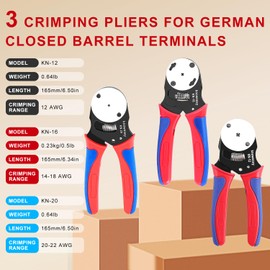 Knoweasy Deutsch Crimper Kits for Deutsch DT Connectors: Close Barrel and Open Barrel Crimper, Deutsch Removal Extraction Tool, Weather Pack Terminals - Includes 12PCS