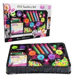 400 Piece DIY Jewellery Making Set for Kids - Bracelets, Earrings, Necklaces and more, Arts and Crafts Gift for Kids, Friendship Bracelet Making Kit, Multi-Colour Beads, Girls Birthday Presents