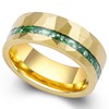 Reseldda Crushed Emerald Inlay 8mm Mens Tungsten Wedding Bands with
