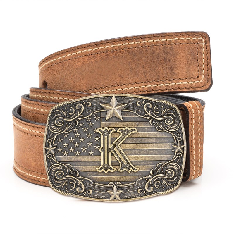 Western Belt Buckle Men Initial Letter ABCDJRM to Z Rodeo