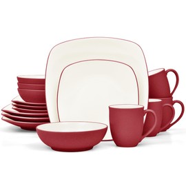 Noritake Colorwave Raspberry 16-Piece Set - Square, Service for 4 in Raspberry/Red