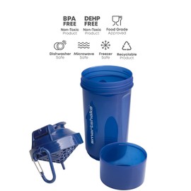 Smartshake Original 2GO One Protein Shaker Bottle 800 ml | Leakproof Gym Shaker Drink Bottle for Protein Shakes | BPA Free Protein Powder Shaker Cup for Men & Women | Navy Blue