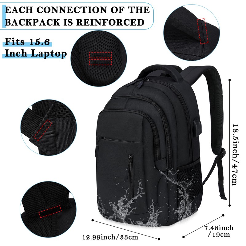 Laptop Backpack 15.6 Inch Travel Backpack with USB Charging Port