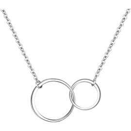 EVER FAITH Collars de Doble círculo de Plata esterlina Infinito Entrelazado Amistad Hermana Madre Hija Collar