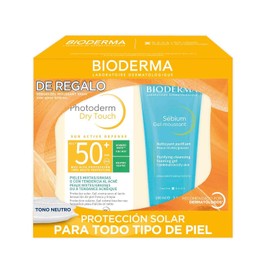 BIODERMA, Pack Protector Solar Piel Mixta Grasa, Photoderm Dry Touch Neutro, Limpiador Facial Sébium Gel Moussant