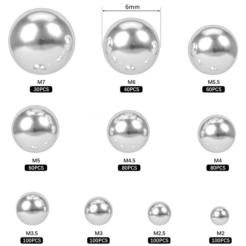 750 PCS Stainless Steel Bearing Balls, Precision Metal Ball