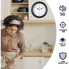 OSTAR Atomic Wall Clock，US Auto Calibration Time 10 Inch Round Clock, Battery Operated