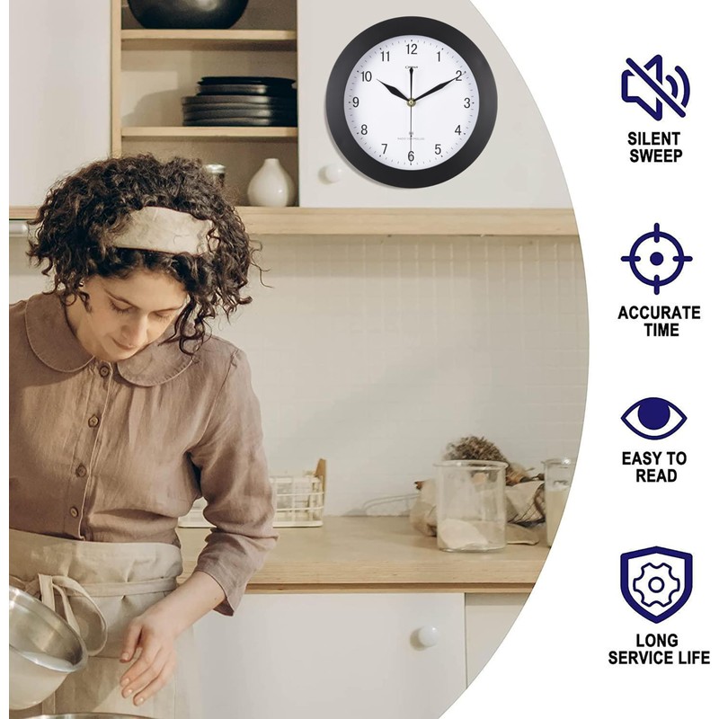 OSTAR Atomic Wall Clock，US Auto Calibration Time 10 Inch Round