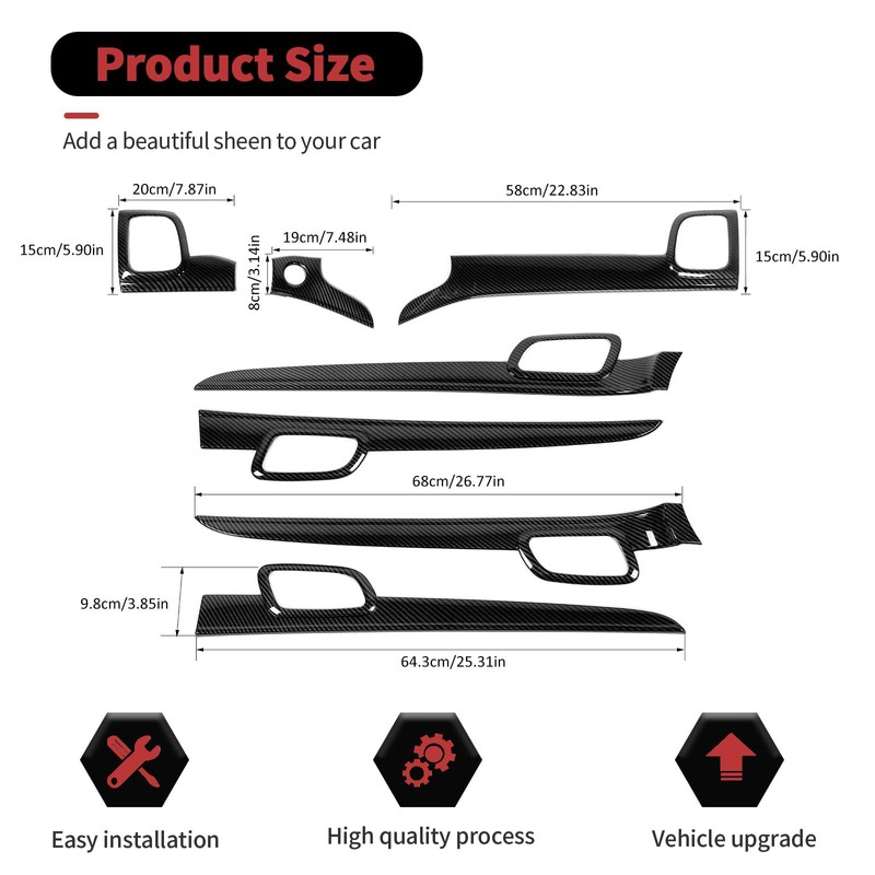 RT-TCZ Carbon Fiber Center Console Dashboard Panel Trim Inner Door