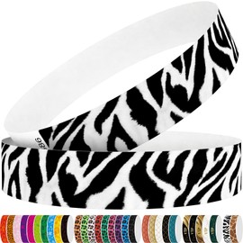 WM infinite Tyvek Wristbands for Events, Animal Print 3/4" Paper Wristbands 250 Pack for Party, Grouped, Team Building and Identification (Zebra Pattern)