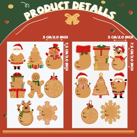 Chiisong 240 Pcs Christmas Gift Tags Stickers Kraft Self-Adhesive Christmas Name Labels Stickers Snowman Santa Claus Gingerbread Name Tags for Xmas Gift Box Decorations,16 Designs(Standard Styles)