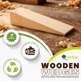 Tolux Wooden Wedges, Hardwood Wedge, Beech Wood Wedge, Wooden Doorstop, Handy Tool in Carpentry, Construction and Various DIY Projects, Size 80x25x20 mm / 3.15x0.98x0.79 in, Pack of 10 pcs