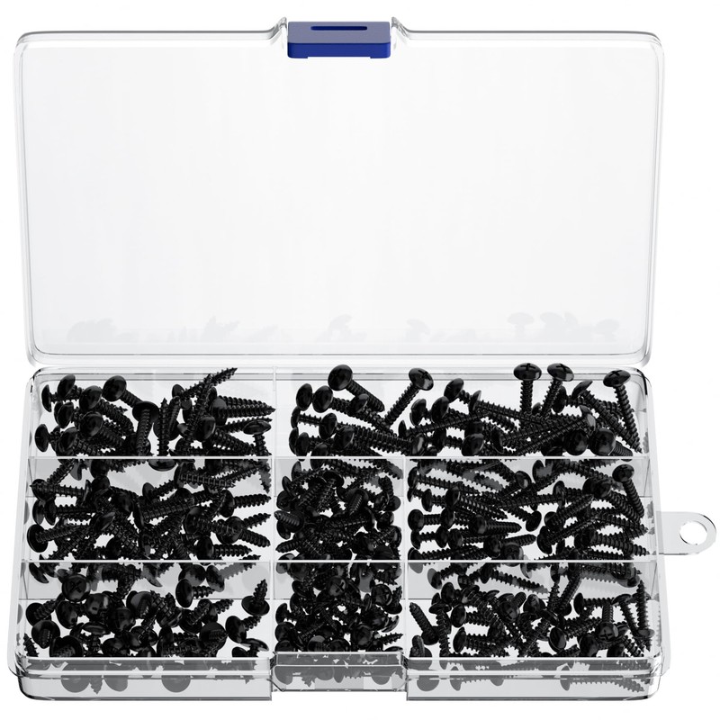 320 PCS M3 M4 Black Round Head Self Tapping Screws