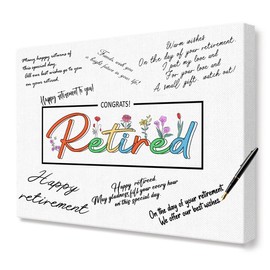 Congrats Retired Canvas Wall Art,Retirement Gifts for Women,Happy Retired Wall Decor,Retirement Party Guest Book Alternatives