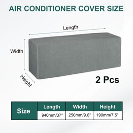 PATIKIL 37" Klimaanlagenabdeckung, 2er-Pack Innen-AC-Abdeckung Gestrickte Staubschutzabdeckungen für wandmontierte Split-Klimaanlagen, Grau