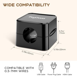 6 Pack Magnetic Cord Organizer, Flycoco Cable Management Clips for Desk Phone Charging Cable Storage Holder, Cable Clips Organizer for Office Desk Kitchen Table Corner Wall Or Car Dashboard (Black)