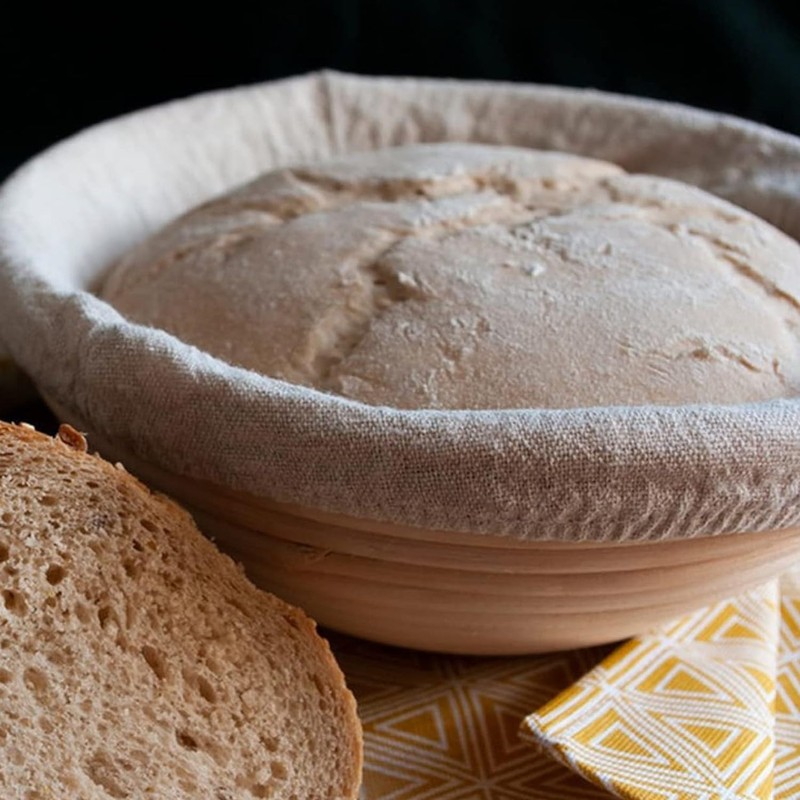 LATRAT Set of 4 Round Linen Insert Bread Proofing Basket