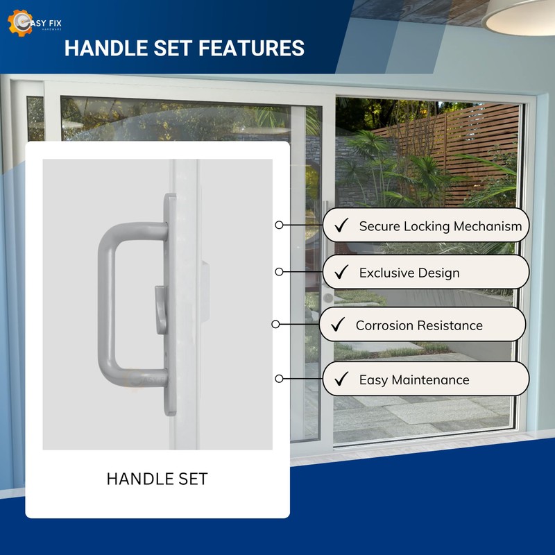 Easy Fix Hardware Handle Set for Sliding Glass Patio Doors