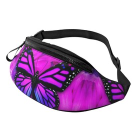 purple butterfly Fanny Pack Belt Bag for Women Men Bum with Crossbody Adjustable Strap Bag Gift for Enjoy Festival Sport Workout Traveling Hiking Running Casual Hands-Free Waist Pack Carrying of Phone