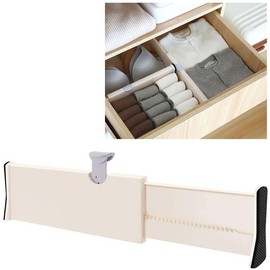 AFLOS Adjustable Drawer Divider, Drawer Divider Organisers, Plastic Drawer Organisers Separators for Chest of Drawers, Bathroom, Bedroom, Cabinet, Office, 27.5-44 cm, 10 cm High