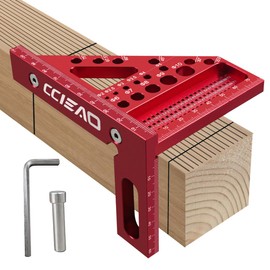 3D Carpenter Square with Degrees Scriber, 22.5-90 Degree Drawing Line Ruler with Pin, Precision Square for Woodworking, Construction, Craftsmen and DIY (Metric)