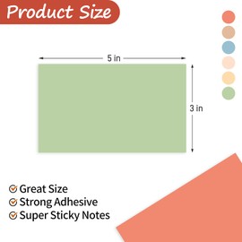 KIFZM 3 x 5 Inches Large Sticky Notes, 76 x 127 mm 6 Vintage Aesthetic Colors for School, Office and Notebook,80 Sheets/Pad