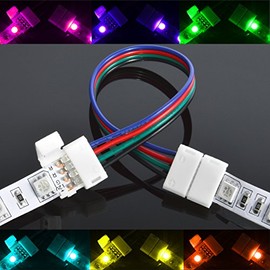 ABI 10mm 6-Inch 4-Wire Solderless Flexible Coupler for 5050 RGB LED Strip Light PCB (10-Pack)