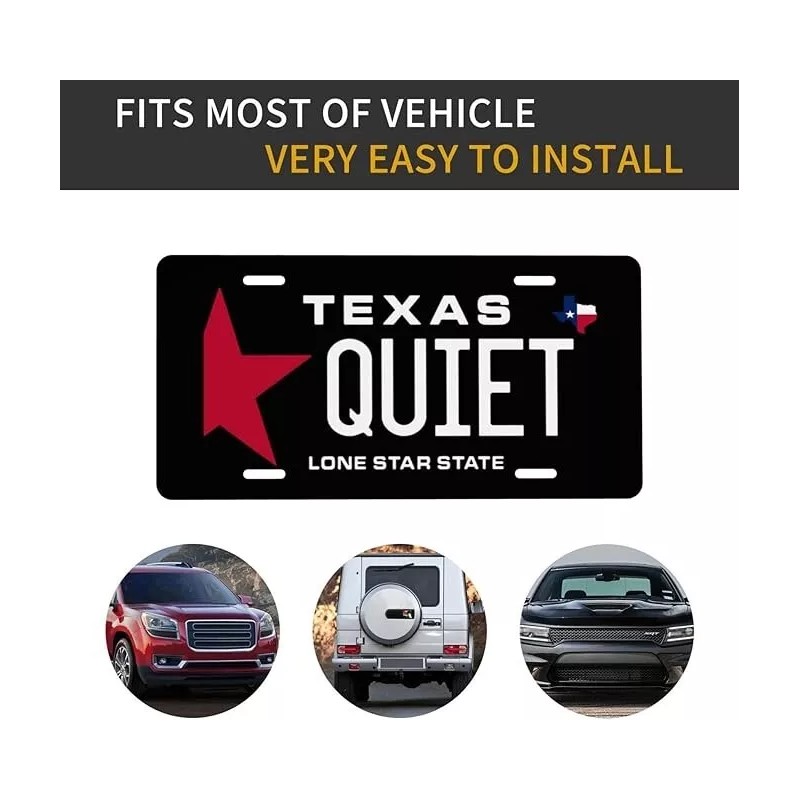 BLVD Quiet Texas License Plate including Hardware Made In USA
