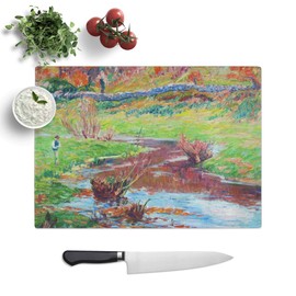 Kitchen Chopping Board Glass - Henry Moret Lands Cape at Point Evan - Textured Worktop Saver Cutting Board - Heat Resistant, Shatterproof and Hygenic - 28.5 x 20 cm