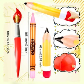 15 Pcs Jumbo Inflatable Crayons Set Neon Blow Up Crayons Paint Brush Pencils Hanging Prop Decoration for Classroom Garden Room Birthday Party Favor, 5 Colors