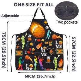 CMNIM Basketball Apron Basketball Cooking Apron Basketball Gifts for Basketball Lovers Apron With Pocket Basketball Mom Gifts (Basketball Apron)